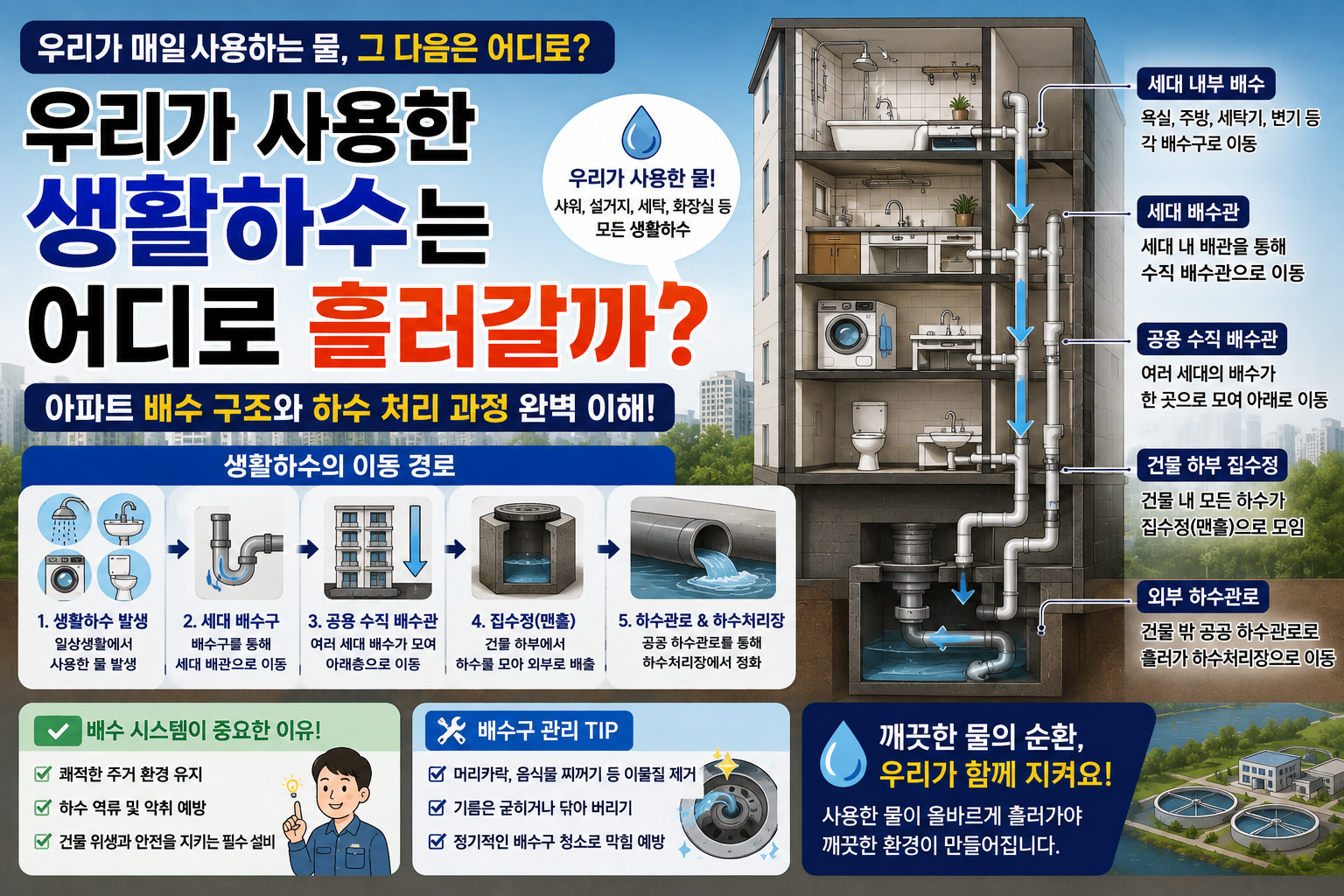 생활하수 배수와 처리과정