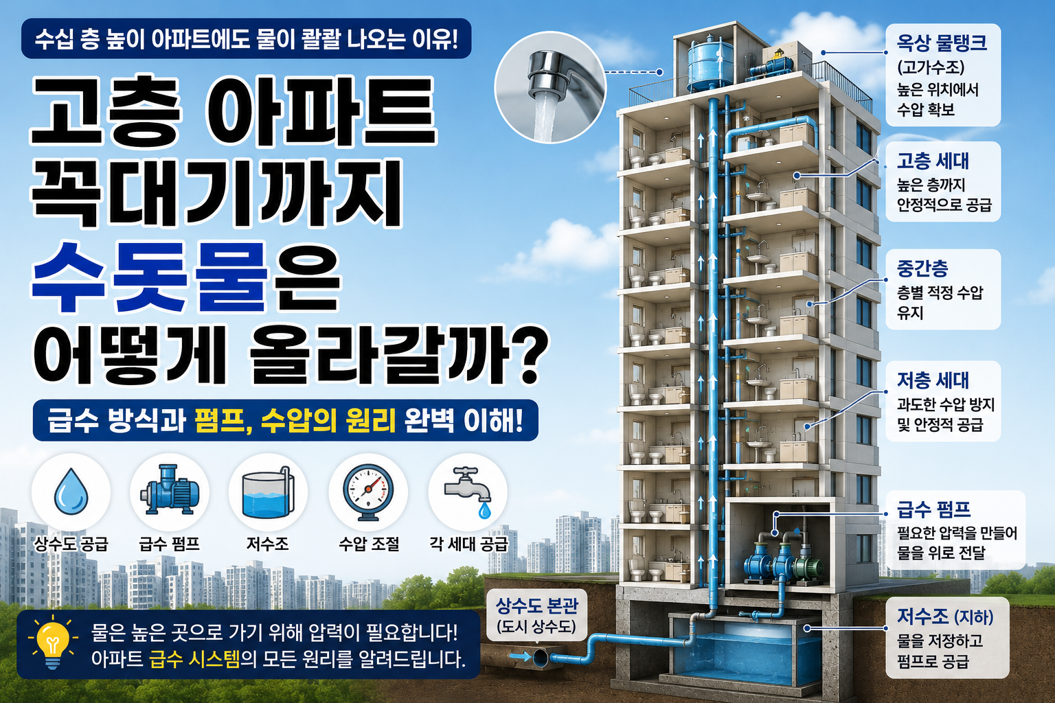 수돗물 올라가는 원리